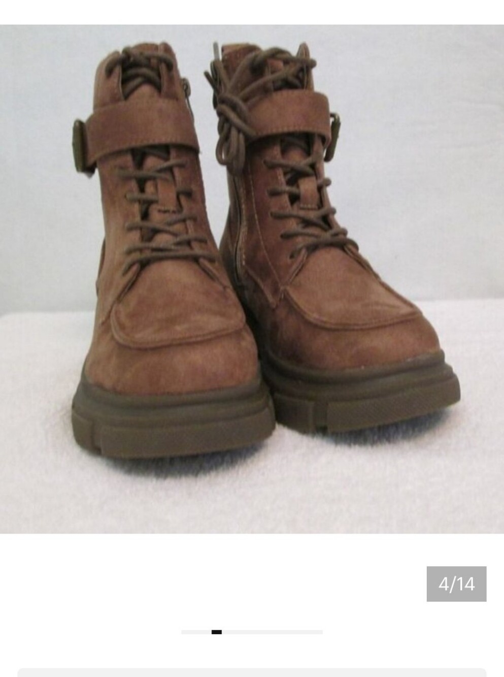 Innovation Women’s Brown Faux Suede Lace-Up Ankle Boots with Buckle SZ 35 NEW - Picture 4 of 12